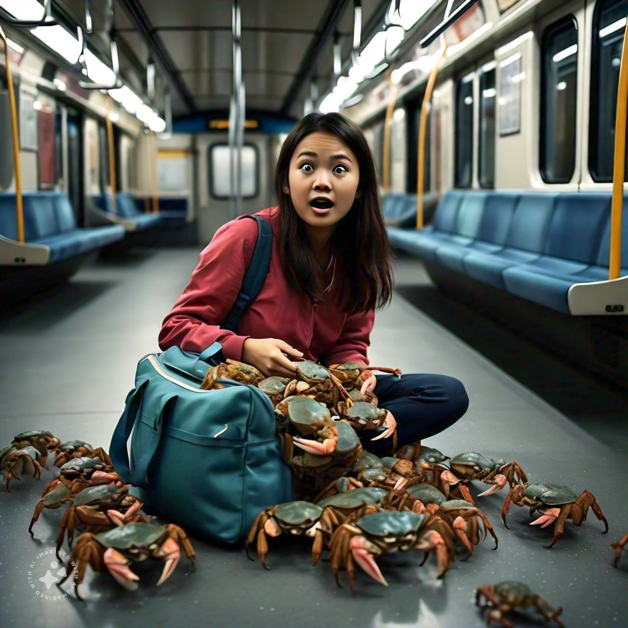 Dozens of live crabs came out of a woman's bag